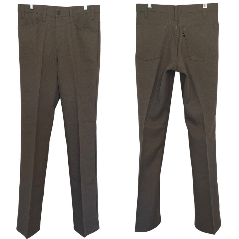 Vintage Levi’s Dracron Polyester Dress Pants In Brown USA Made Size 31x34